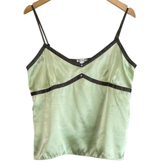 Vintage Y2K Old Navy Satin Camisole Top Lime/Olive Green Perfect Fit L - Picture 10 of 10